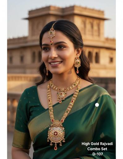 High gold rajvadi combo set D 107 Wholesale fashion jwellery market in Delhi